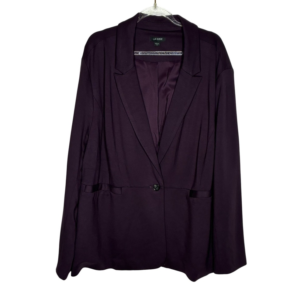 J Jill Wearever Woman 2X Plum Purple Single Button Blazer Stretch Dark Academia